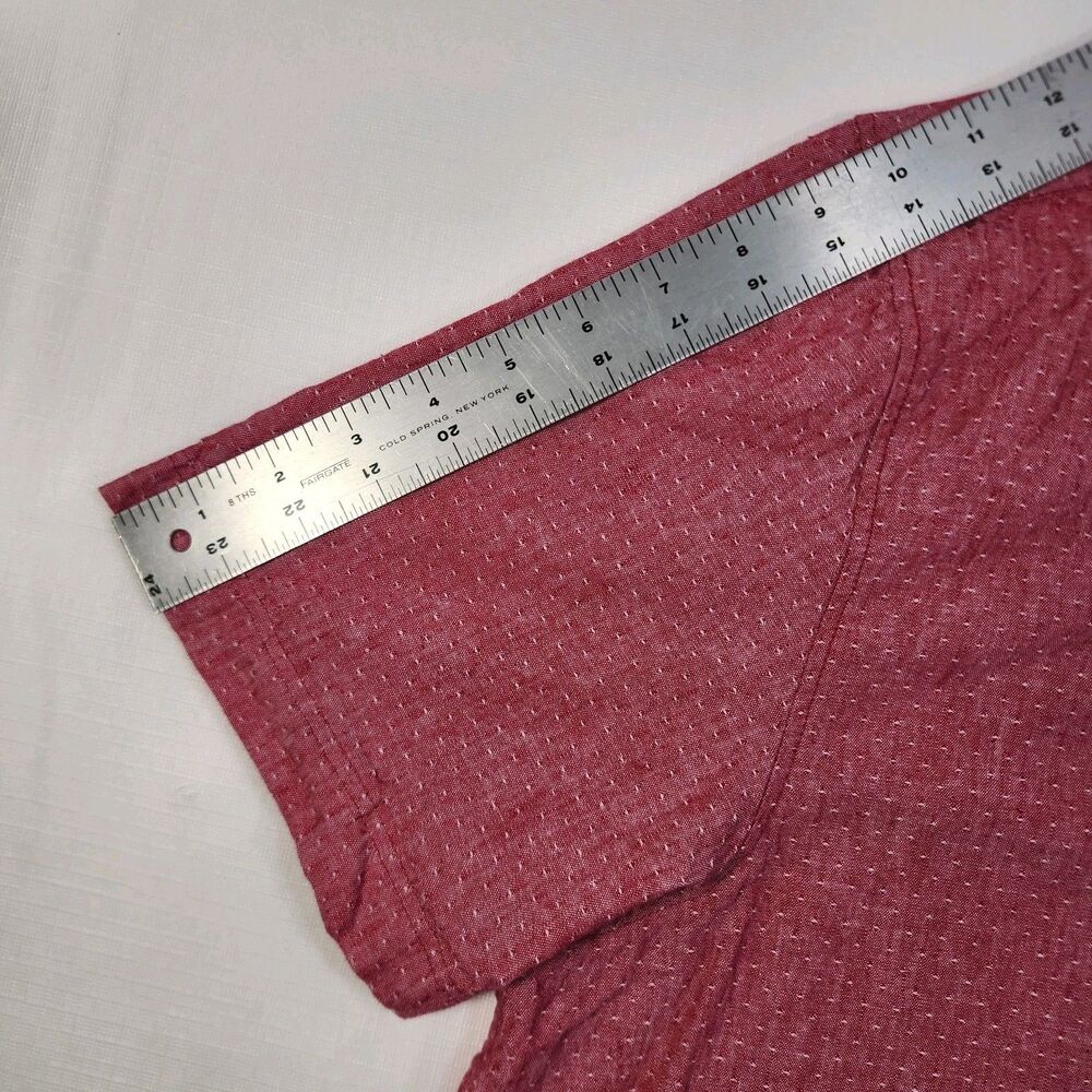 Tenth + Ocean Linen Blend Short Sleeve Button Shirt XXL Red Pink Washable Linen - Picture 9 of 10